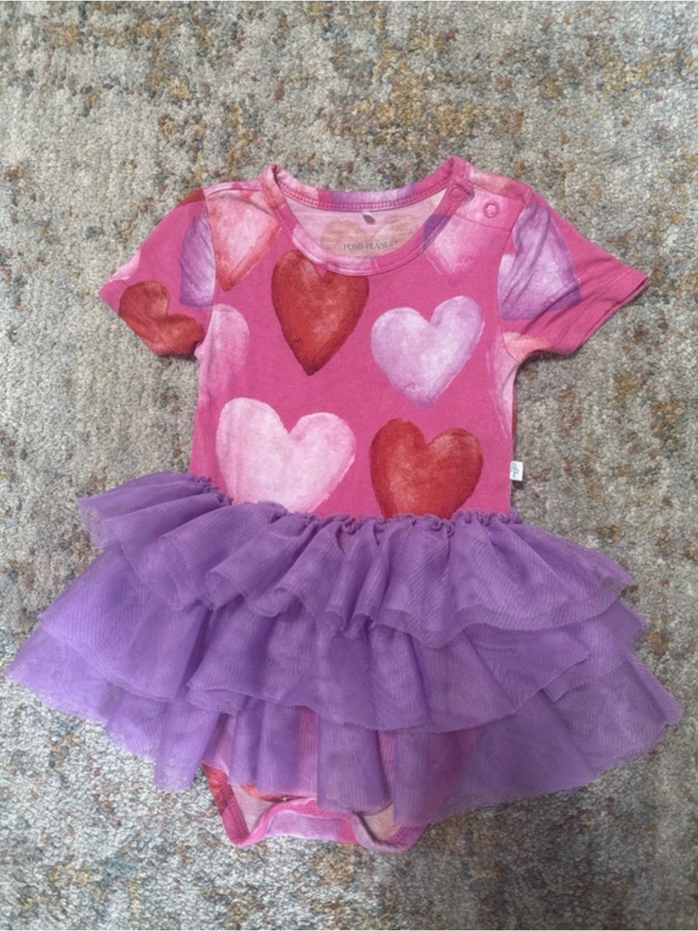Posh Peanut Tutu Bodysuit with Purple Ruffle Skirt 12-18m